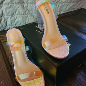 Fashion nova glass slippers. Maria2-N. Iridescent..size 9.